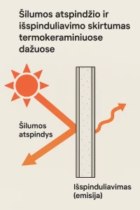 Šilumos atspindžio ir išspinduliavimo skirtumas – kaip termokeraminiai dažai padeda taupyti energiją.