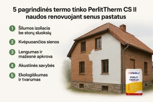 Kaip termo tinkas PerlitTherm CS II atgaivina senus pastatus: šiluma, kvėpuojančios sienos ir tvarumas