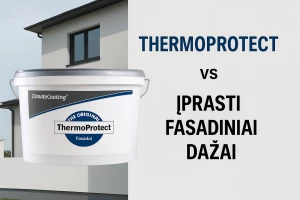 ThermoProtect ir įprasti fasadiniai dažai: kuo skiriasi technologija ir rezultatas?