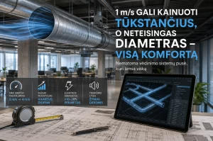 Nematoma vėdinimo sistemų pusė: kodėl 1 m/s gali kainuoti tūkstančius, o neteisingas diametras – visą komfortą