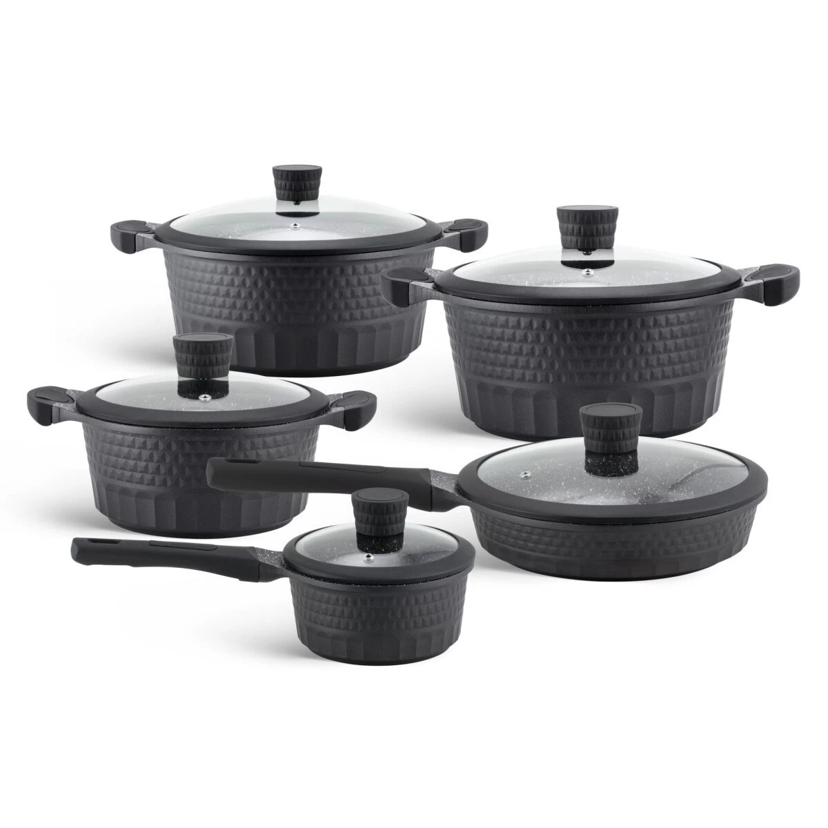 10 dalių puodų su keptuve rinkinys padengti marmuro danga EDENBERG, EB-9186