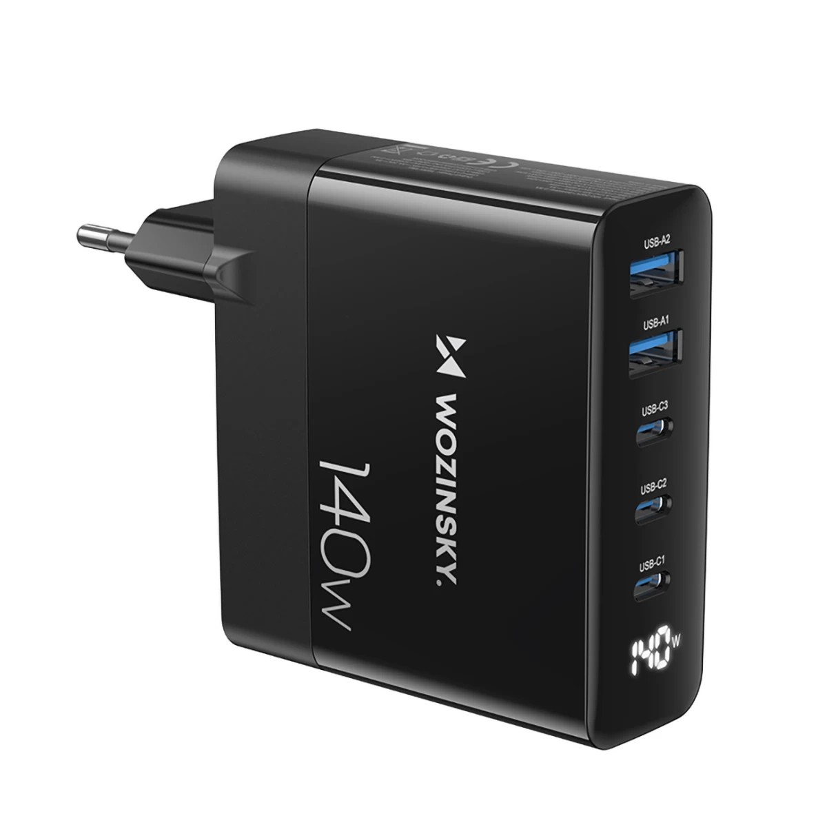 100-240 V Gan 140 W Tinklo įkroviklis 3x Usb-c / 2x Usb-a, Juodas