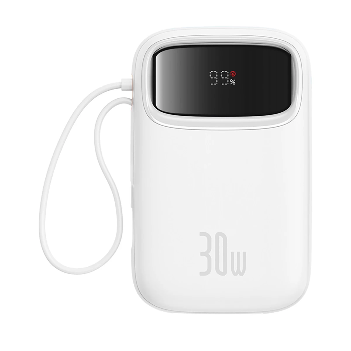 10000 Mah Qpow 2 30w Maitinimo Bankas Su Integruotais Usb-c Laidais - Baltas