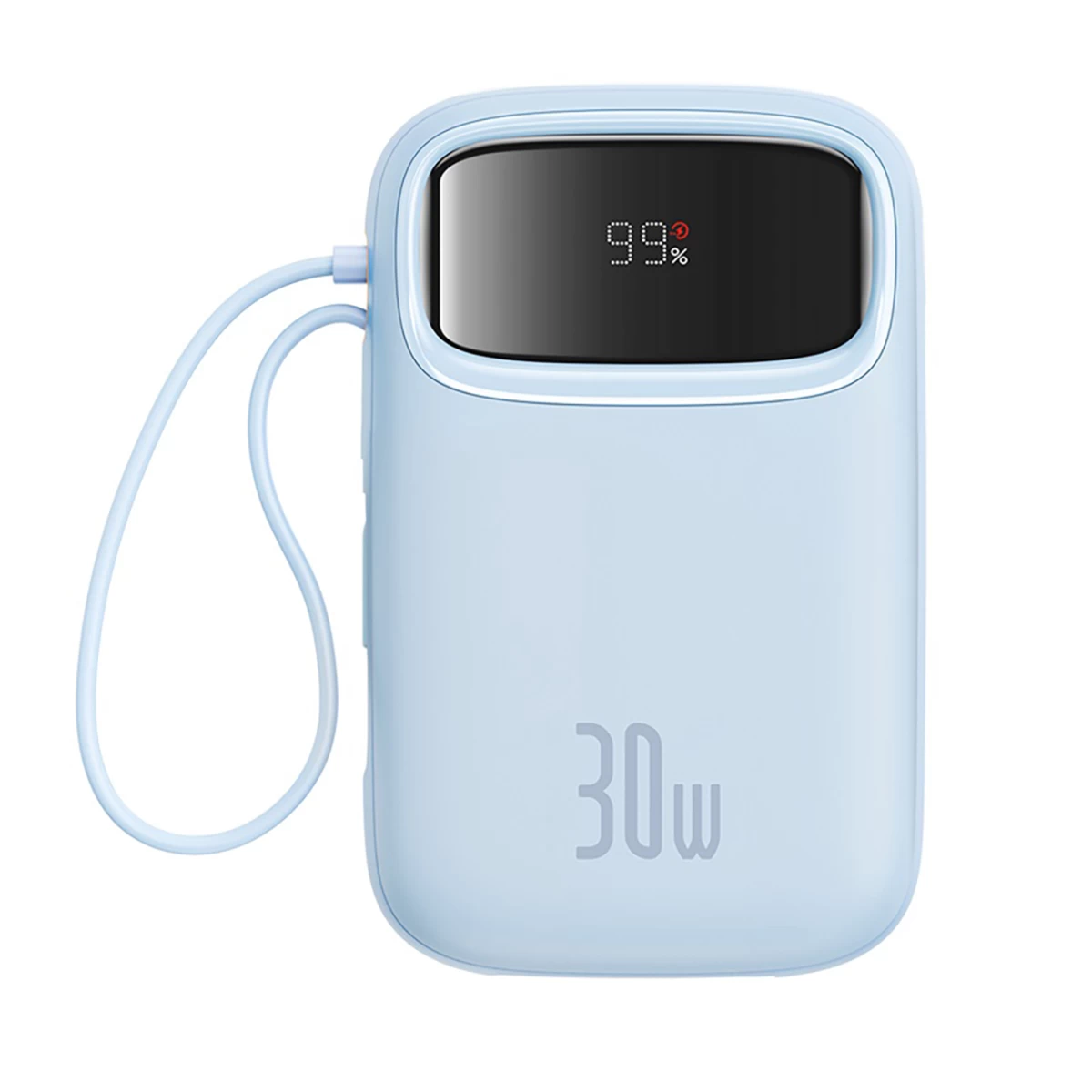 10000 Mah Qpow 2 30w Maitinimo Bankas Su Integruotais Usb-c Laidais - Mėlynas