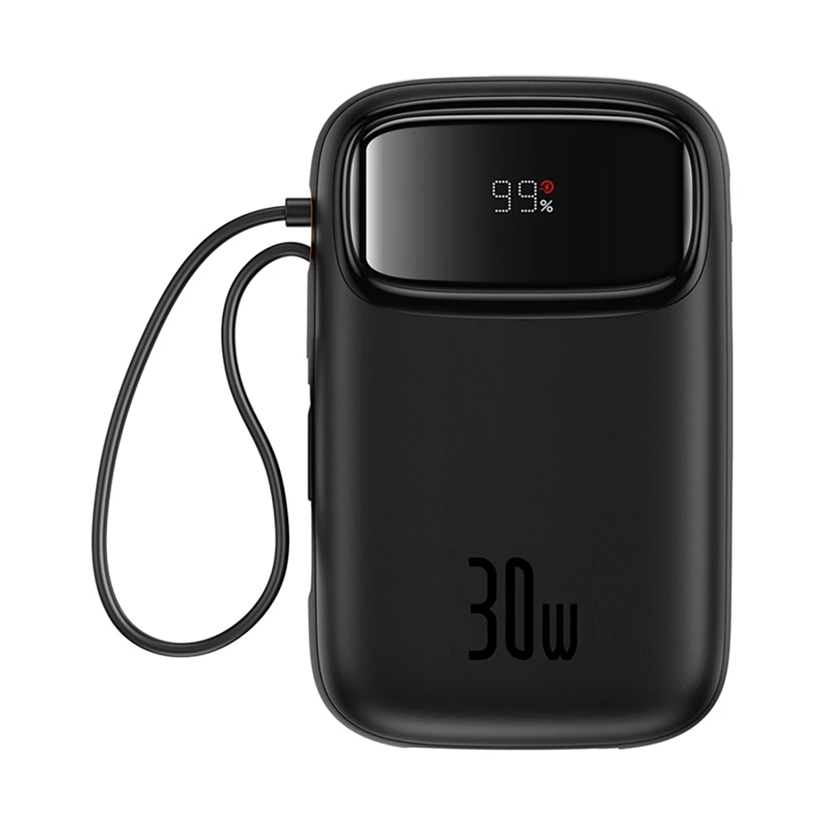 10000mah Qpow 2 30w Maitinimo Bankas Su Integruotais Usb-c Laidais - Juodas