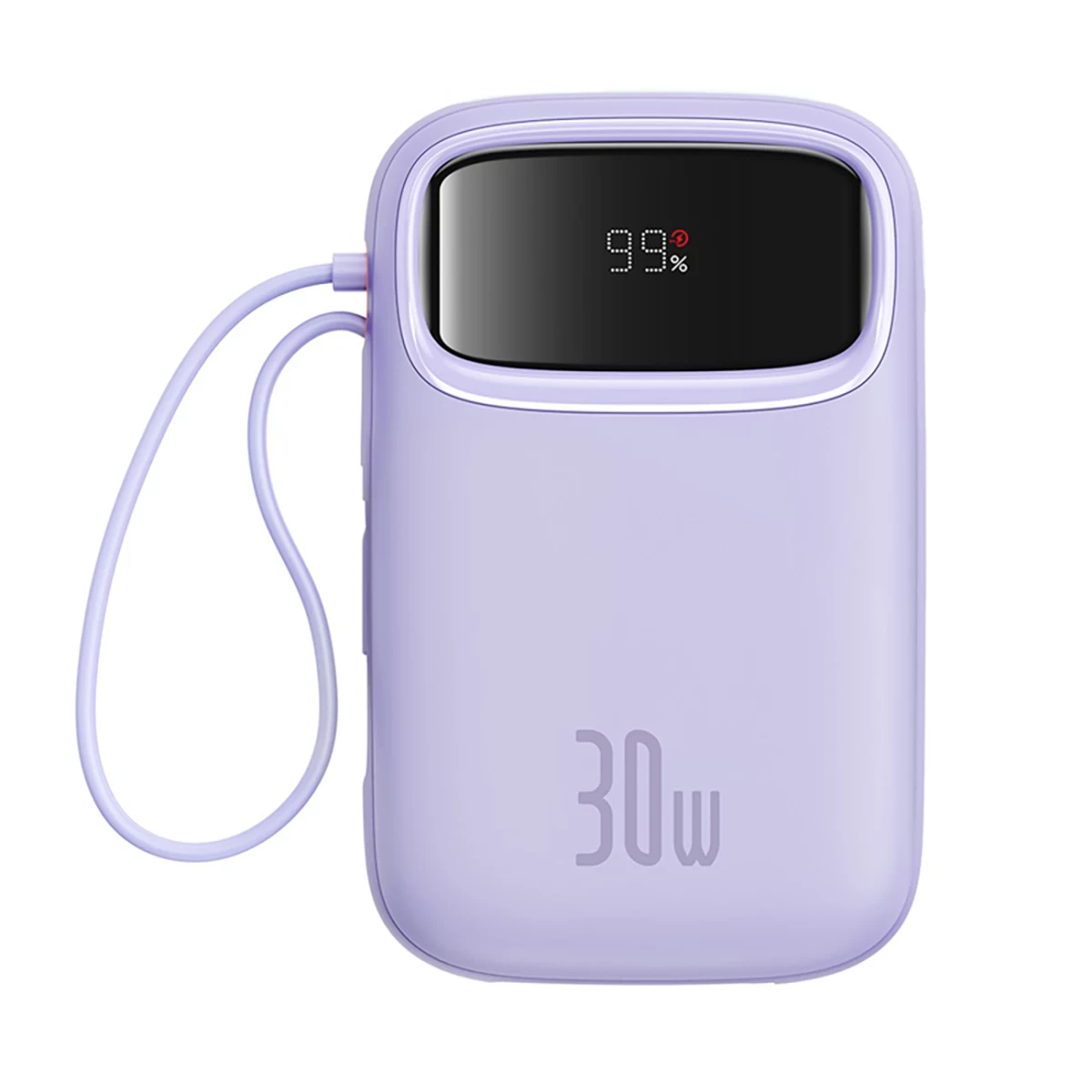 10000mah Qpow 2 30w Maitinimo Bankas Su Integruotais Usb-c Laidais - Violetinės Spalvos