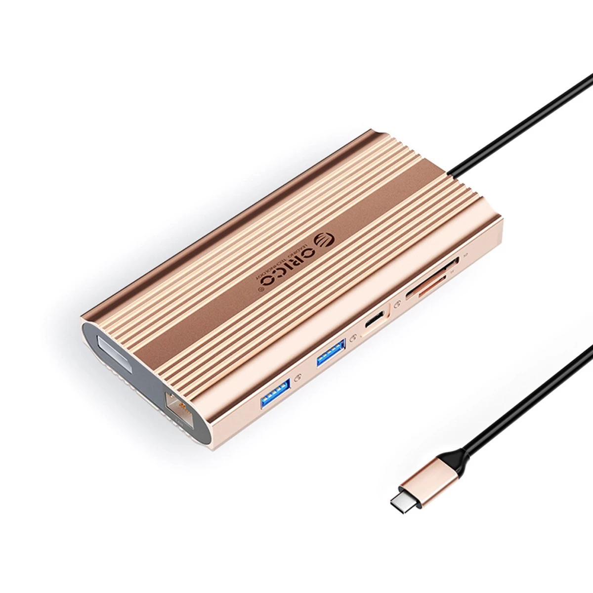 12-in-1 Usb-c – Usb-a – Usb-c – Hdmi – Displayport – Rj45 – Sd – Pd 100 W – 4k – 1000 Mbps – Rožinis Auksas