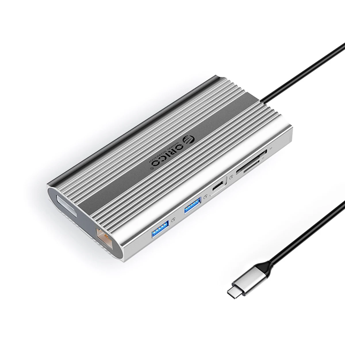12-in-1 Usb-c – Usb-a – Usb-c – Hdmi – Displayport – Rj45 – Sd – Pd 100 W – 4k – 1000 Mbps – Sidabrinė