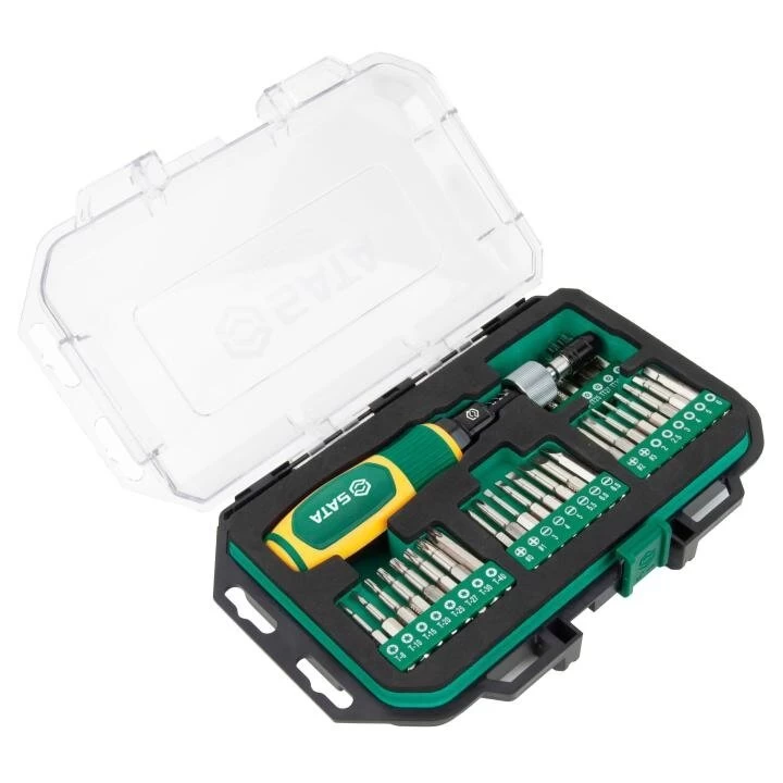 1/4 Dinometrinio atsuktuvo 1-6Nm ir keičiamų antgalių rinkinys [plok.,PZ,PH,torx] 33vnt.