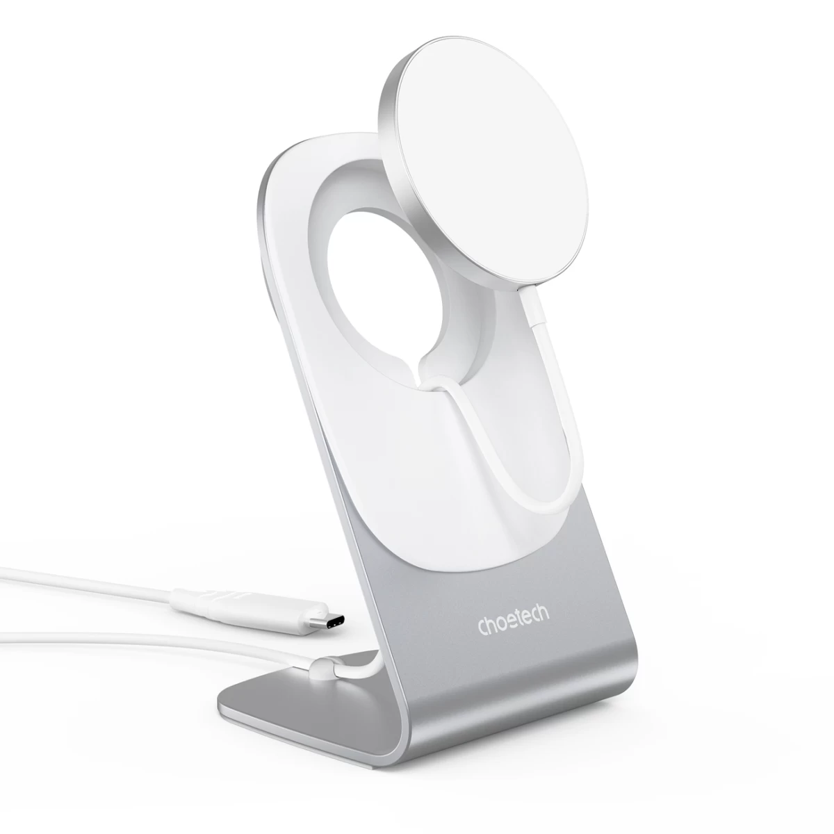 15 W Qi Indukcinis įkroviklis Su Magsafe + Magnetinis Telefono Stovas - Baltas