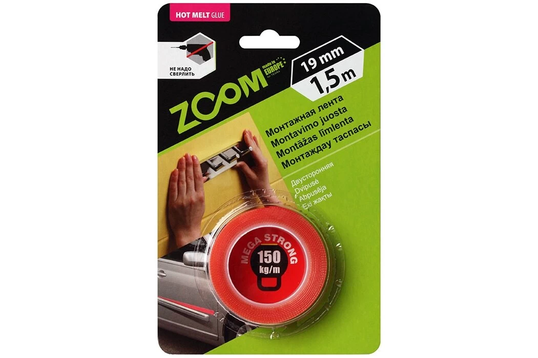19mm x 1,5m MEGA STRONG DVIPUSĖ MONTAVIMO JUOSTA ZOOM