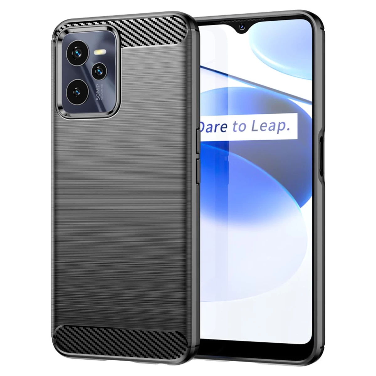 Anglies Korpuso Dangtelis Realme C35 Lankstus Silikoninis Anglies Juodos Spalvos Korpusas