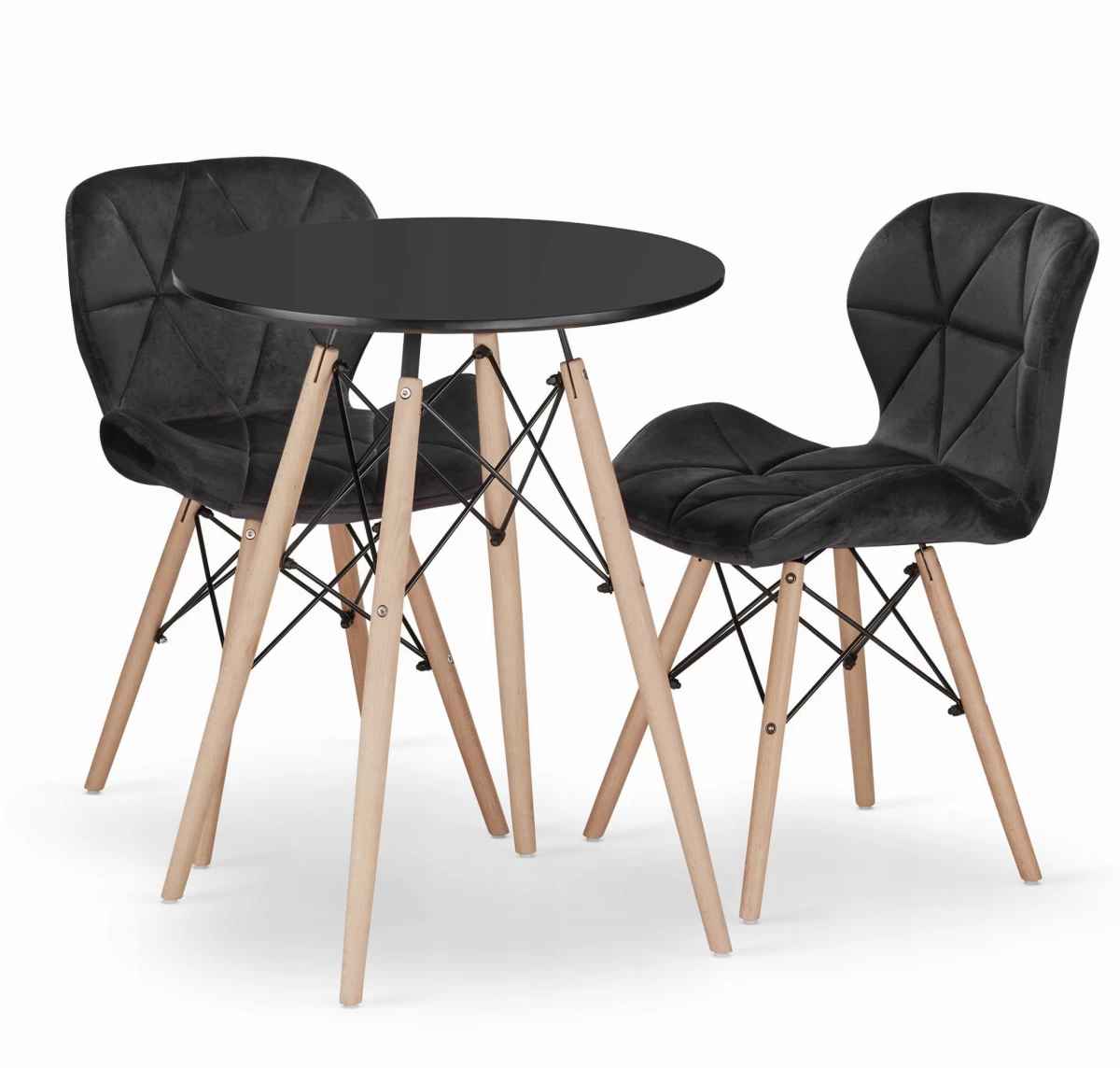 Apvalaus Stalo Komplektas Todi 60 Juodas + 2 Kėdės Lago Juodas