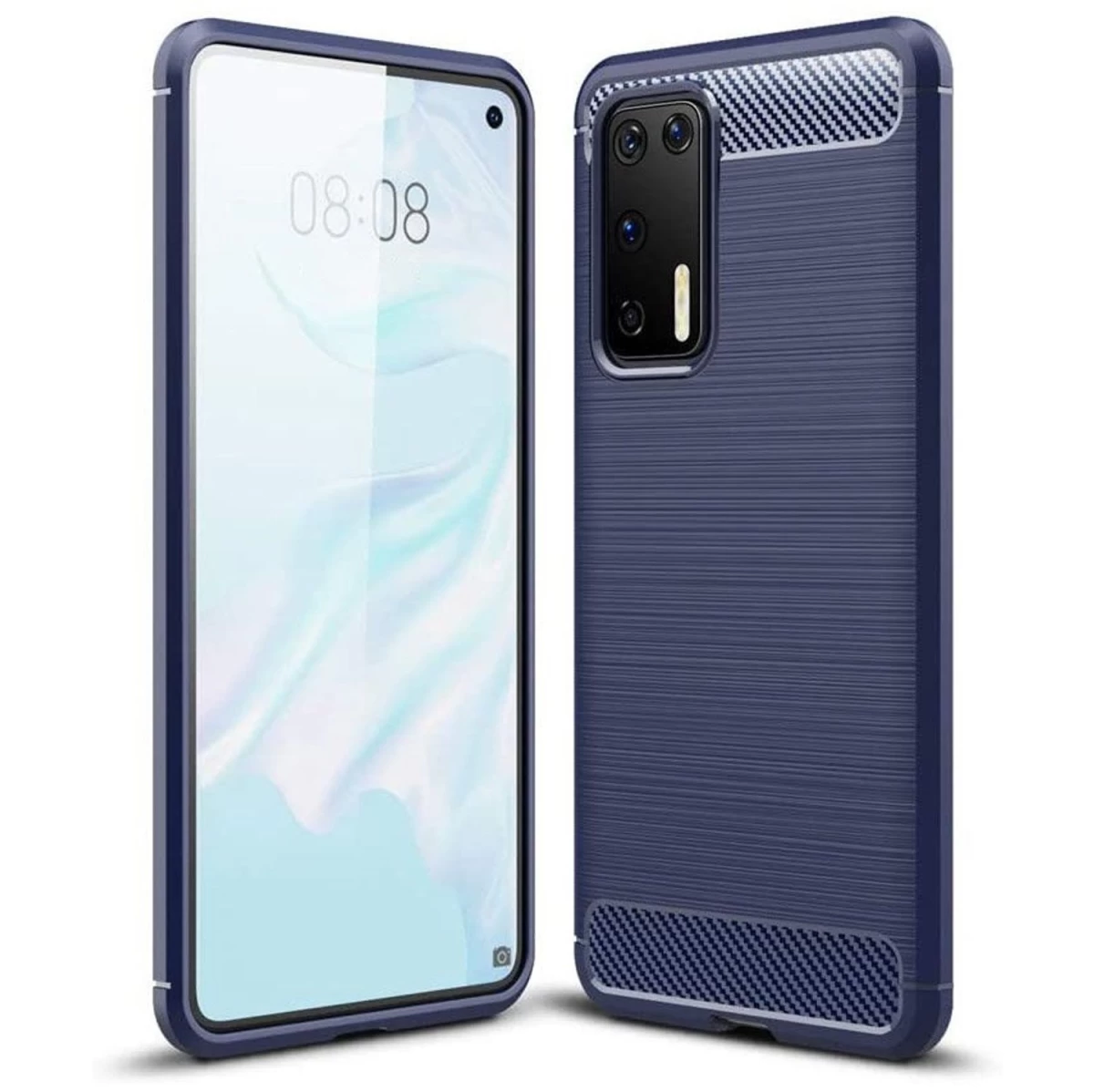 Carbon Case Lankstus Dėklas, Skirtas Huawei P40, Mėlynas