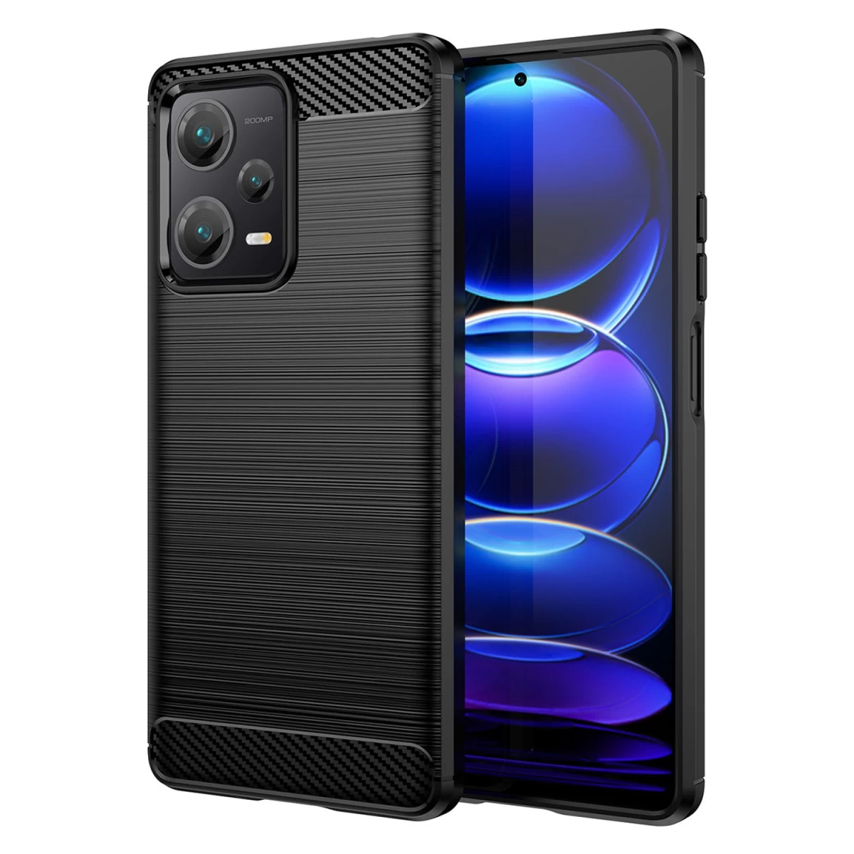 Carbon Case Silikoninis Anglies Pluošto Lankstus Dangtelis, Skirtas Xiaomi Redmi Note 12 Pro+, Juodas Carbon Case Silikoninis Anglies Pluošto Lankstus Dangtelis, Skirtas Xiaomi Redmi Note 12 Pro+, Juodas
