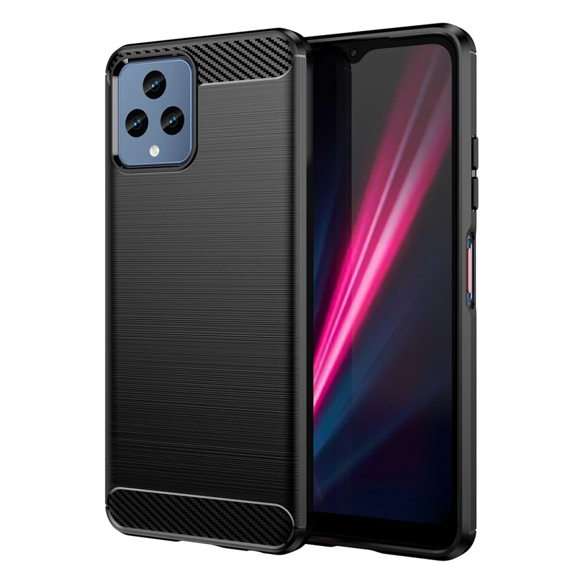 Carbon Case Silikoninis Lankstus Anglies Juodos Spalvos Dangtelis, Skirtas T-mobile Revvl 6 5g