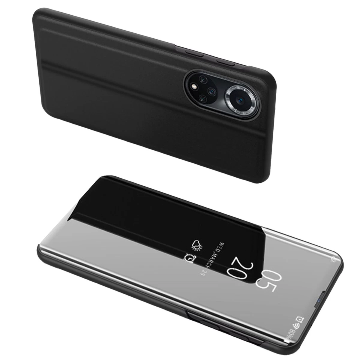 clear View Case Dangtelis, Skirtas huawei Nova 9, Apverčiamasis Dangtelis, Juodas