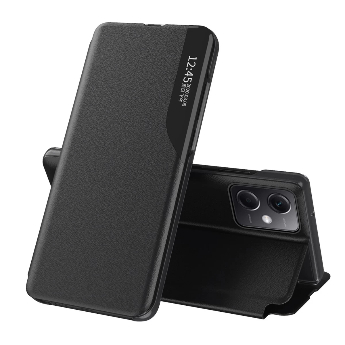 Dėklas Su Atvartu Ir Stovu, Skirtas Xiaomi Redmi Note 12 5g / Poco X5 5g Eco Leather Juodas.