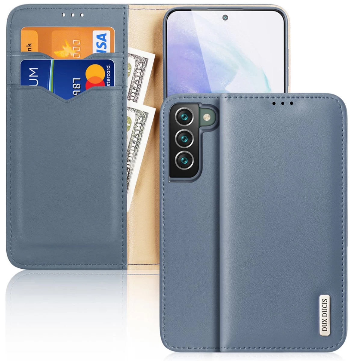 Dux Ducis Hivo Natūralios Odos Knygos Tipo Dėklas samsung Galaxy S22+ (s22 Plus), Mėlynos Spalvos Dux Ducis Hivo Natūralios Odos Knygos Tipo Dėklas samsung Galaxy S22+ (s22 Plus), Mėlynos Spalvos