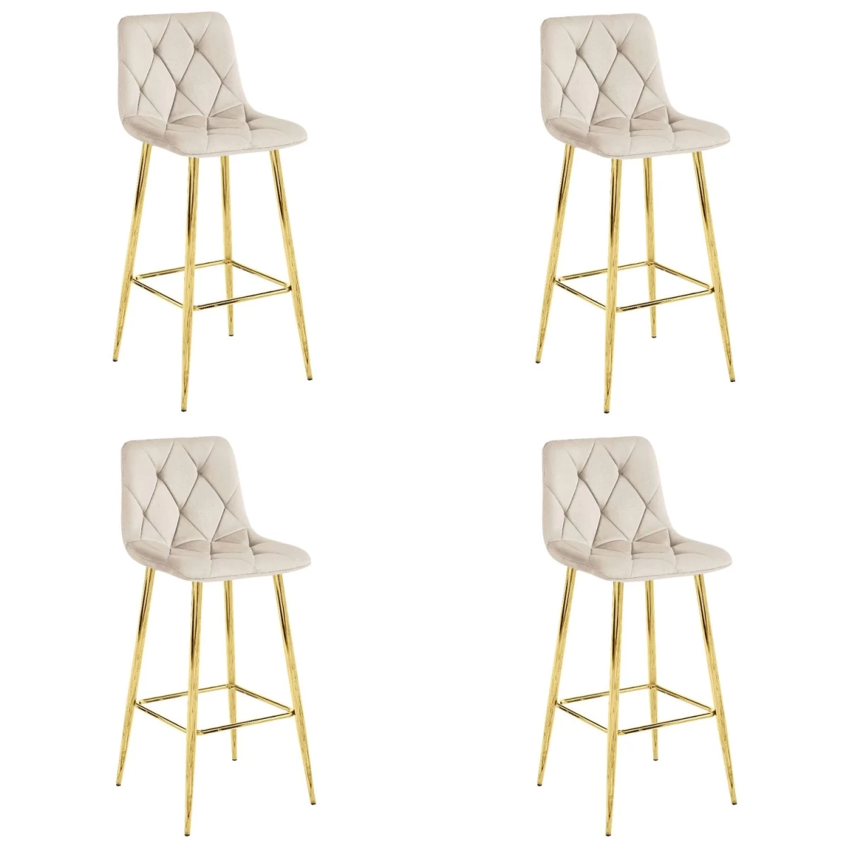 hocker Nado - Aksominis Smėlio Spalvos / Kojos Gold X 4