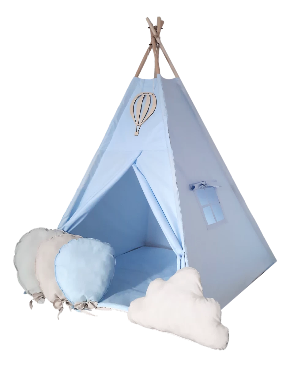 Mėlyna tepee Palapinė + Balionų Pagalvėlės