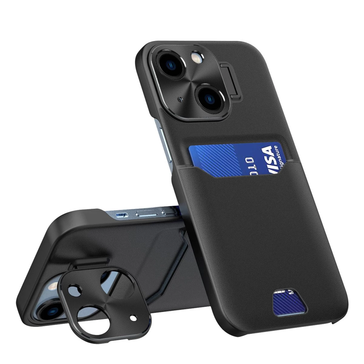 Odinis Dėklas Su Stovu samsung Galaxy S23+ Kortelės Piniginės Dėklas Su Stovu, Juodas