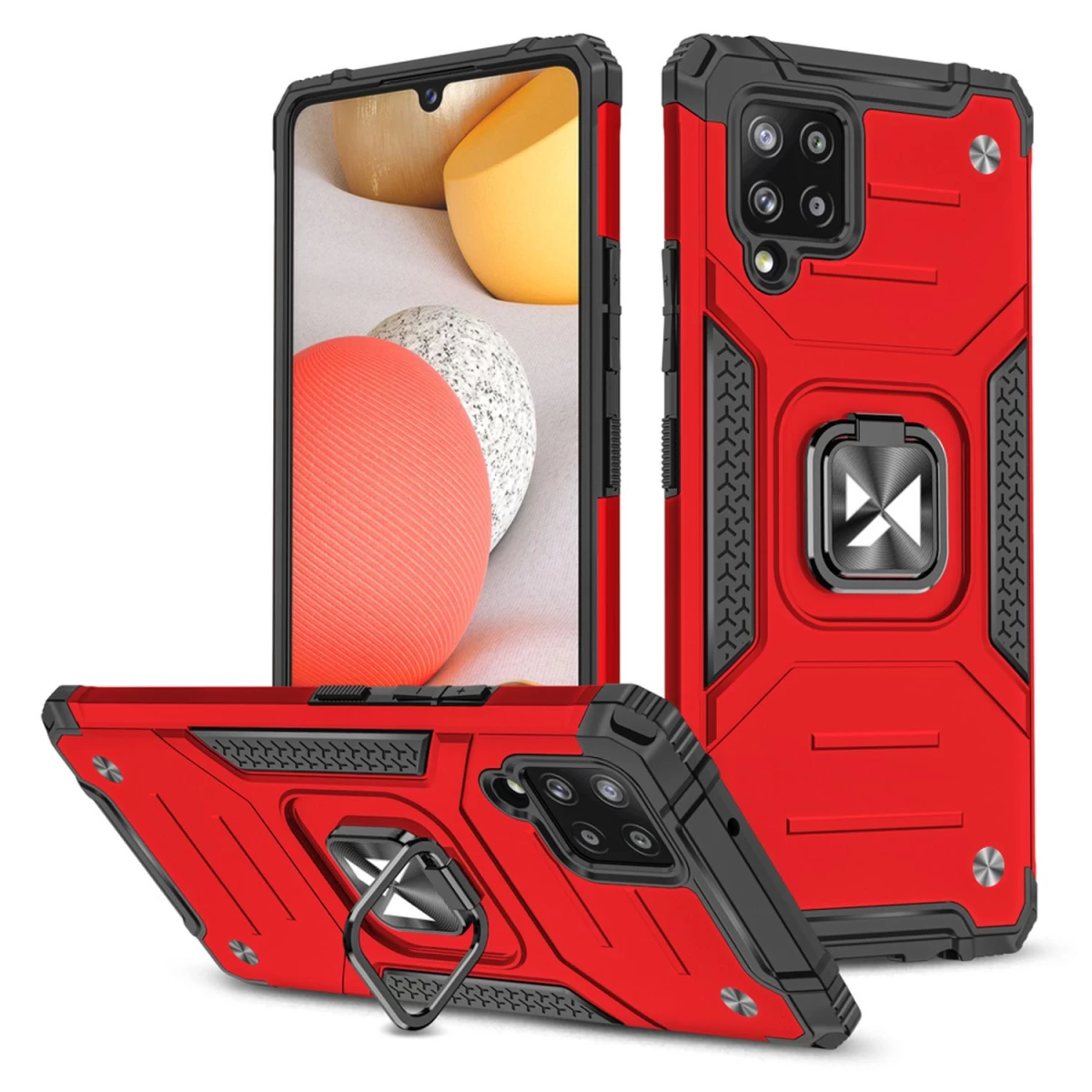 šarvuotas Dėklas + Magnetinis Laikiklis Samsung Galaxy A42 5g Ring Armor Raudonas