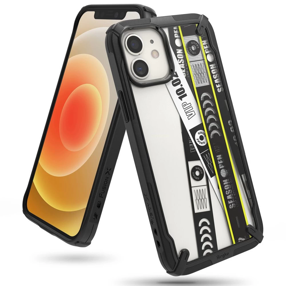 šarvuotas Dėklas Su Rėmeliu iphone 12 Mini Fusion X Design Ticket Band Juodas