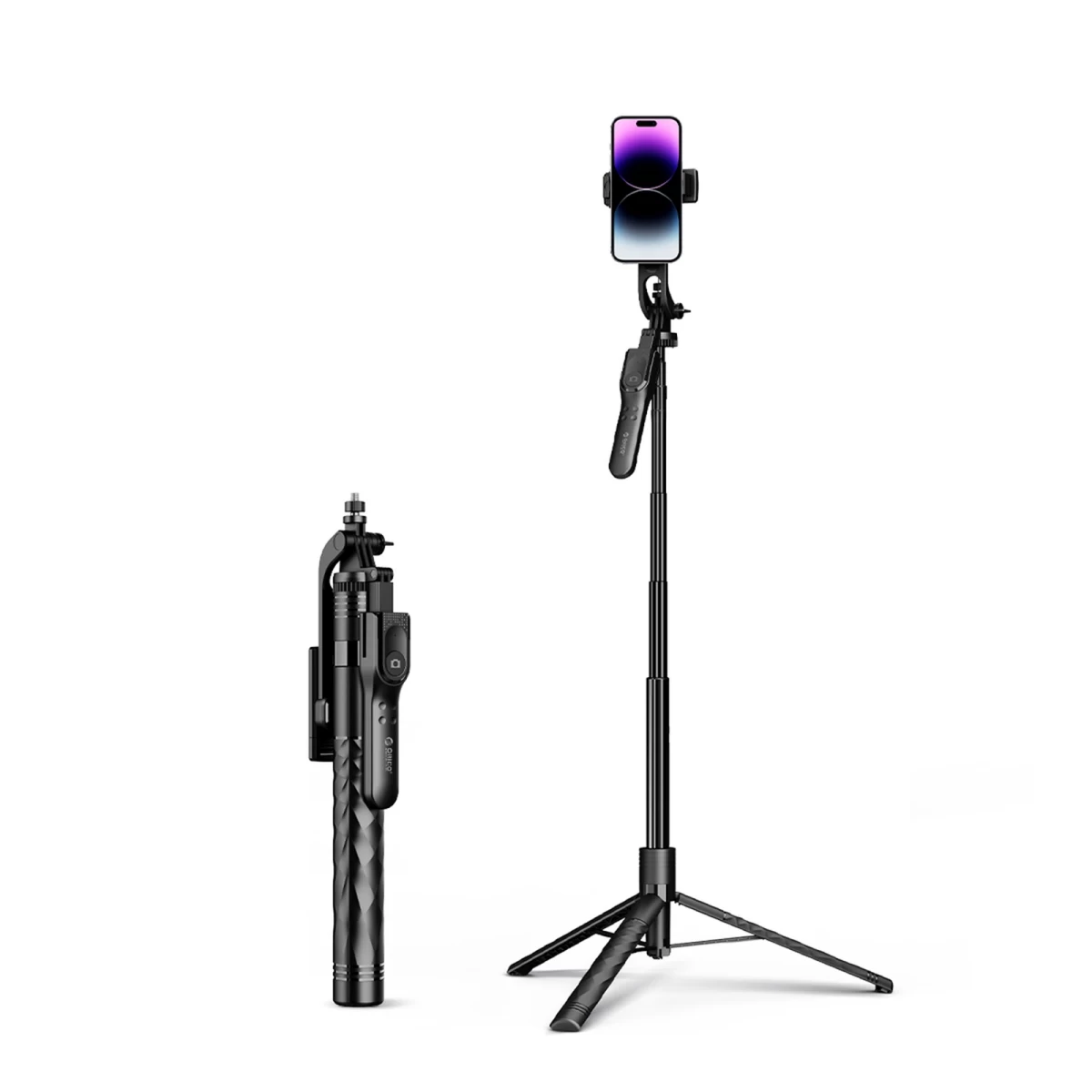 „selfie“ Lazdos Trikojis 1/4'' Telefonui, Kamerai Ar Fotoaparatui Su 360° Pasukimu Ir „bluetooth“ – Juodas