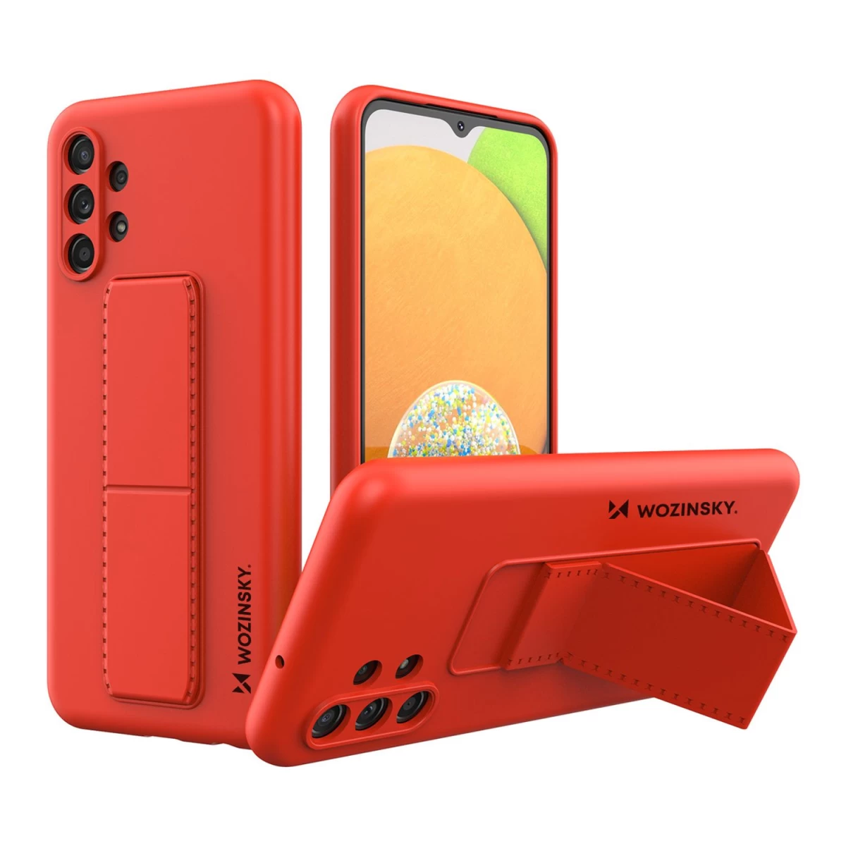 Silikoninis Dėklas Su Stovu Samsung Galaxy A13 5g Kickstand Case Raudonas