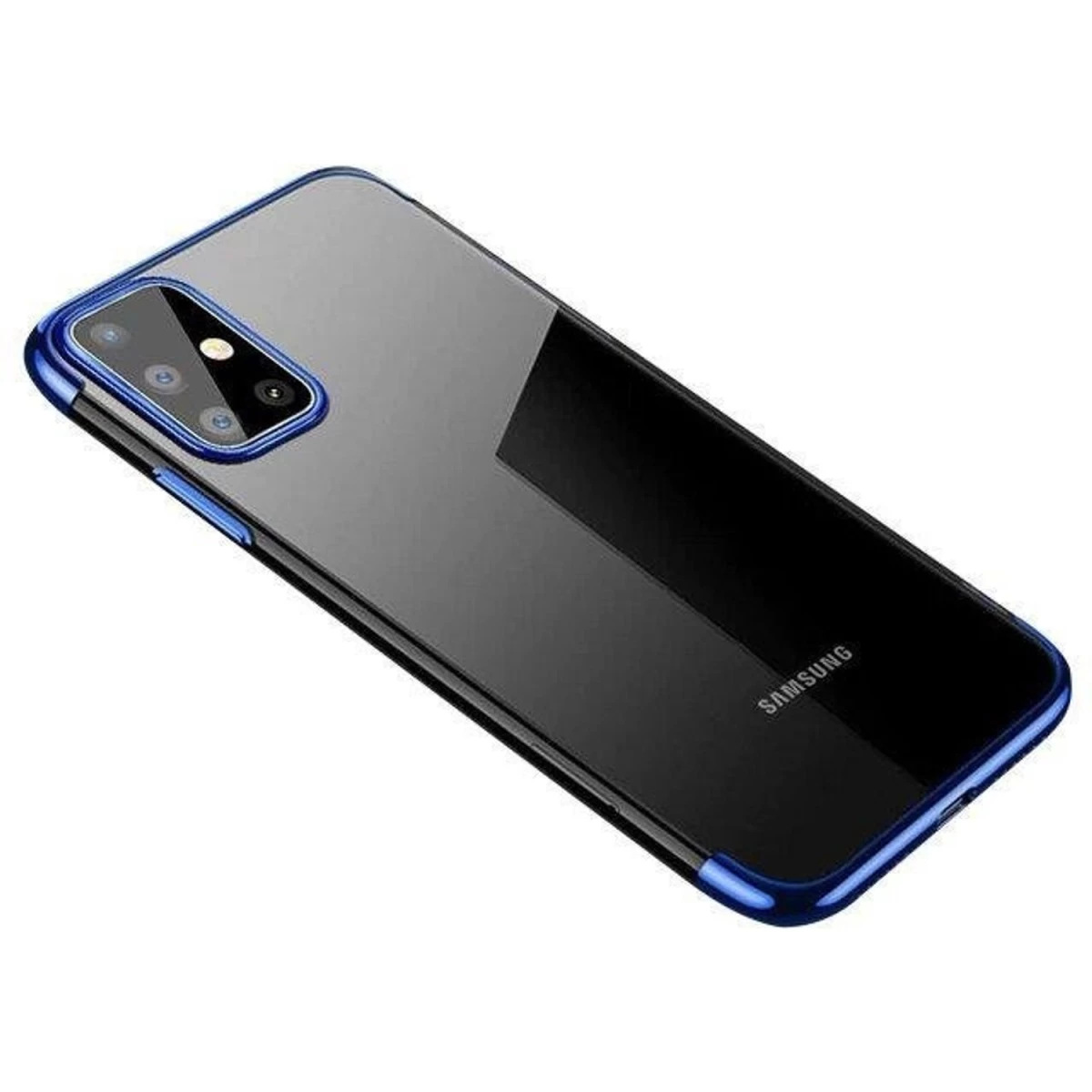 Skaidrios Spalvos Gelinis Dėklas Su Metaliniu Rėmeliu, Skirtas samsung Galaxy A72 4g, Mėlynos Spalvos Skaidrios Spalvos Gelinis Dėklas Su Metaliniu Rėmeliu, Skirtas samsung Galaxy A72 4g, Mėlynos Spalvos