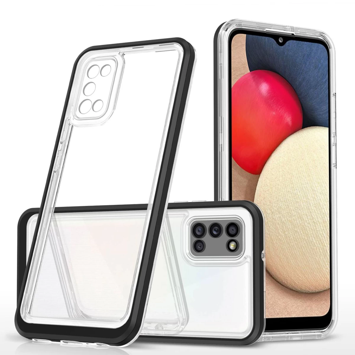 Skaidrus 3in1 Dėklas samsung Galaxy A03s (166) Su Juodu Rėmeliu
