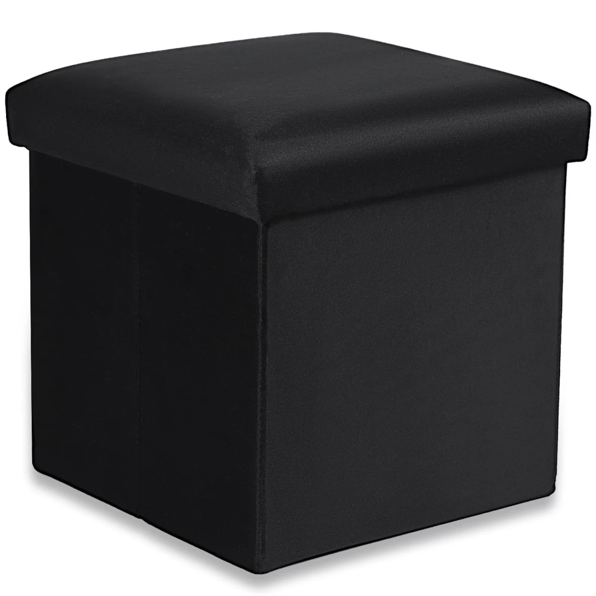 sulankstomas Pufas M - 30x30x30cm Aksominis Juodas