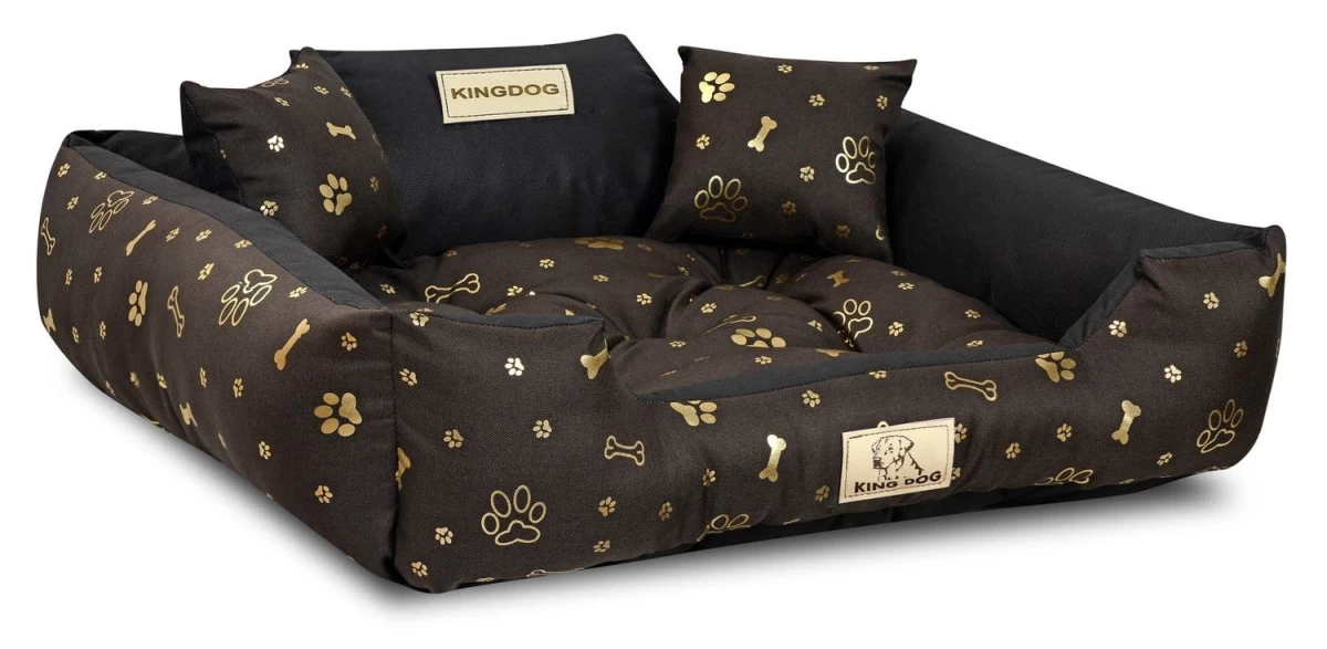 šunų Lova Kingdog 75x65 Cm Personalizuotas Vandeniui Atsparus Kaulas Aukso Spalvos