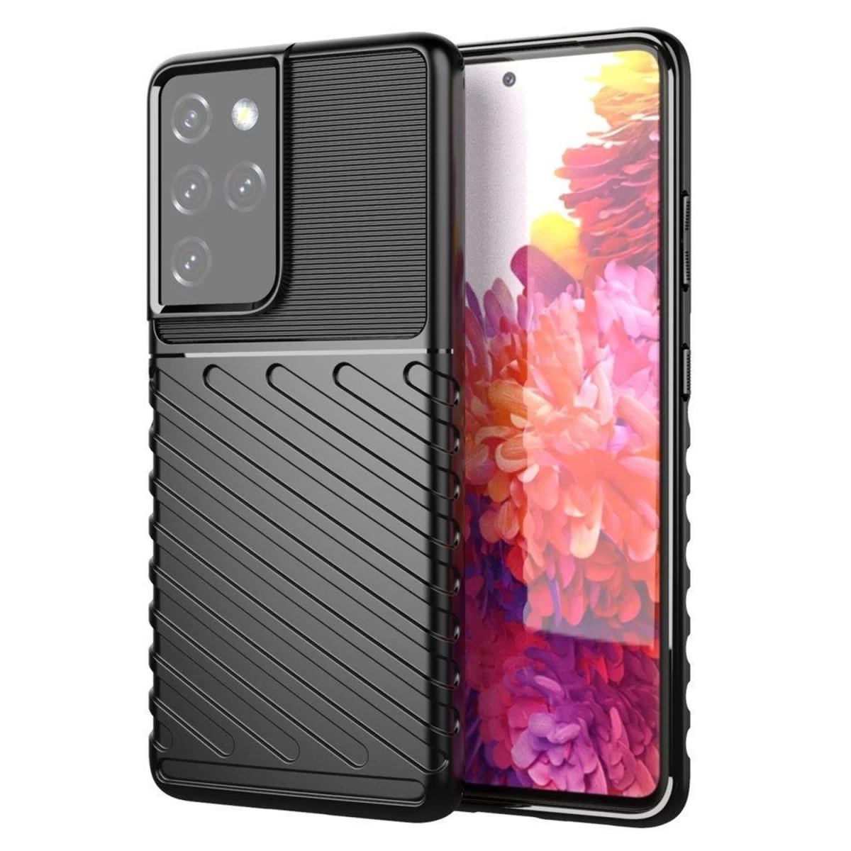 thunder Case Lankstus šarvuotas Dėklas samsung Galaxy S22 Ultra Black