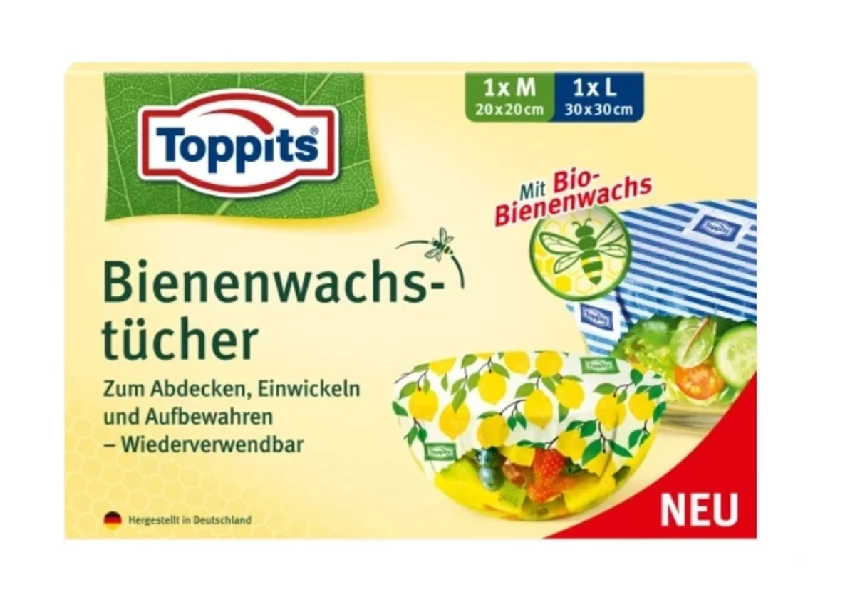 toppits Bičių Vaško Apvyniojimai, 2 Vienetai (vokietijos Produktas)