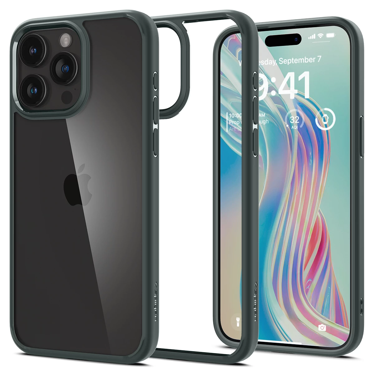Ultra Hibridinis Dėklas iphone 15 Pro Max Tamsiai žalias