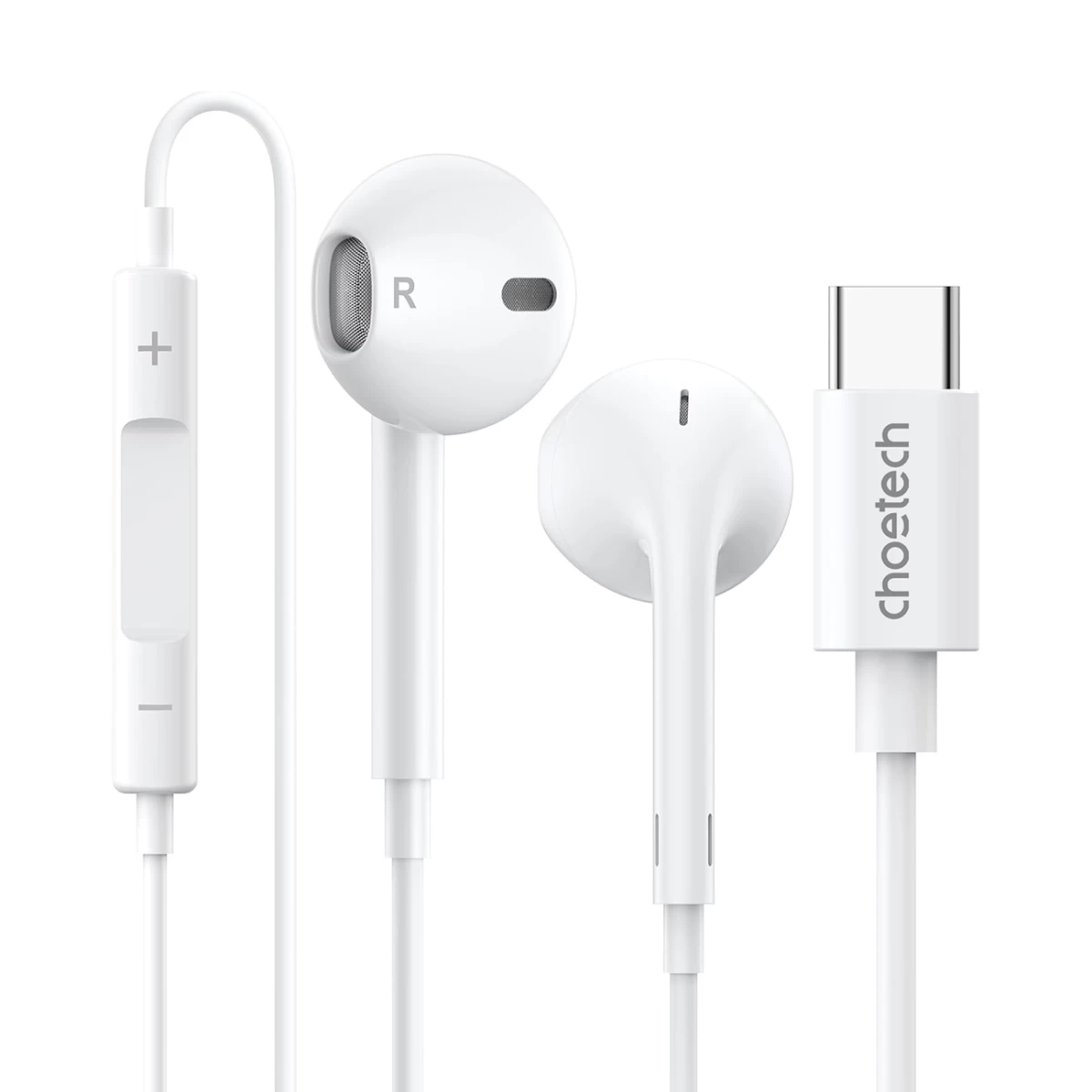 Usb-c Ausinės į Ausis Su 1,2 M Kabeliu - Baltos Spalvos