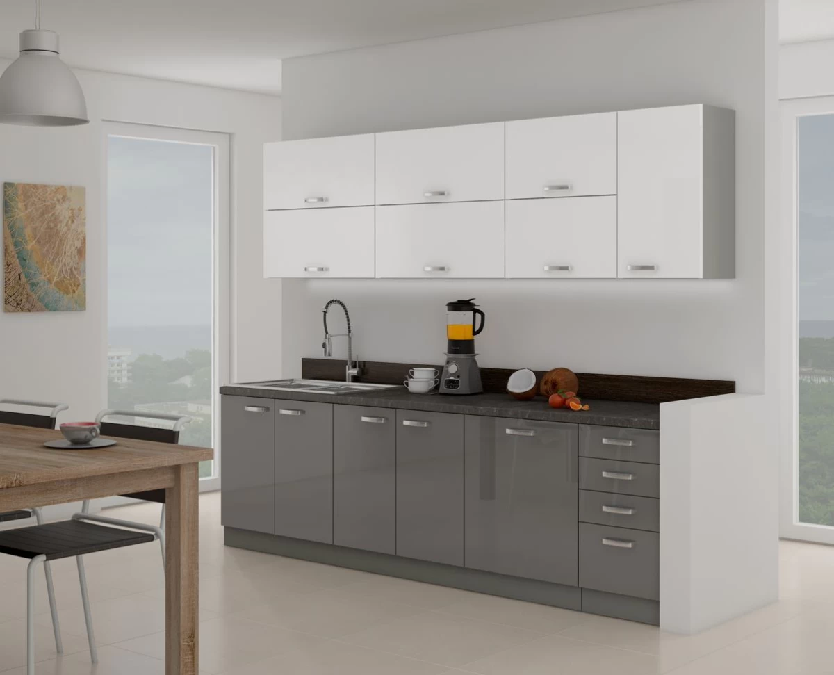 Virtuvės komplektas BIANCA+GREY 2,60m.