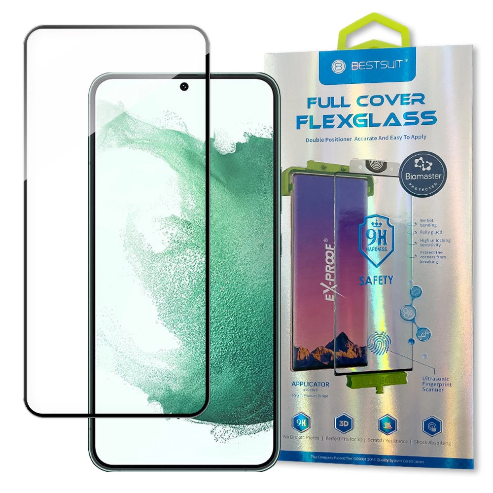 Viso Ekrano Grūdinto Stiklo Plėvelė Su Rėmeliu samsung Galaxy S22+ Skaidri