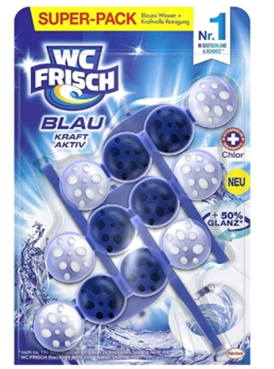 Wc Frisch, Kraft Aktiv, Mėlyna, Tualeto Valymo Pakaba, 3 Dalys (vokietijos Produktai).