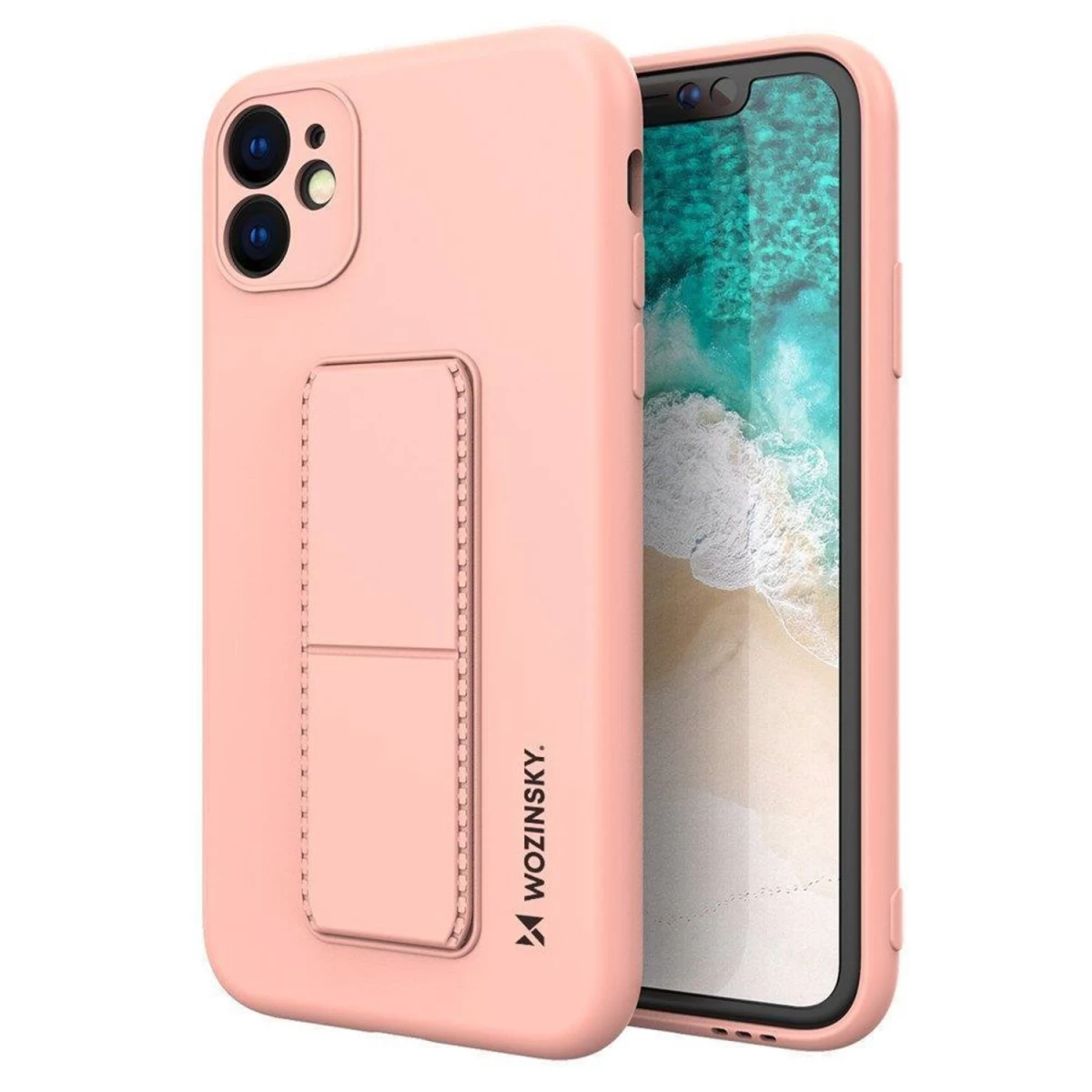 Wozinsky Kickstand Case Silikoninis Dėklas Su Stovu Iphone 11 Pro Rožinės Spalvos