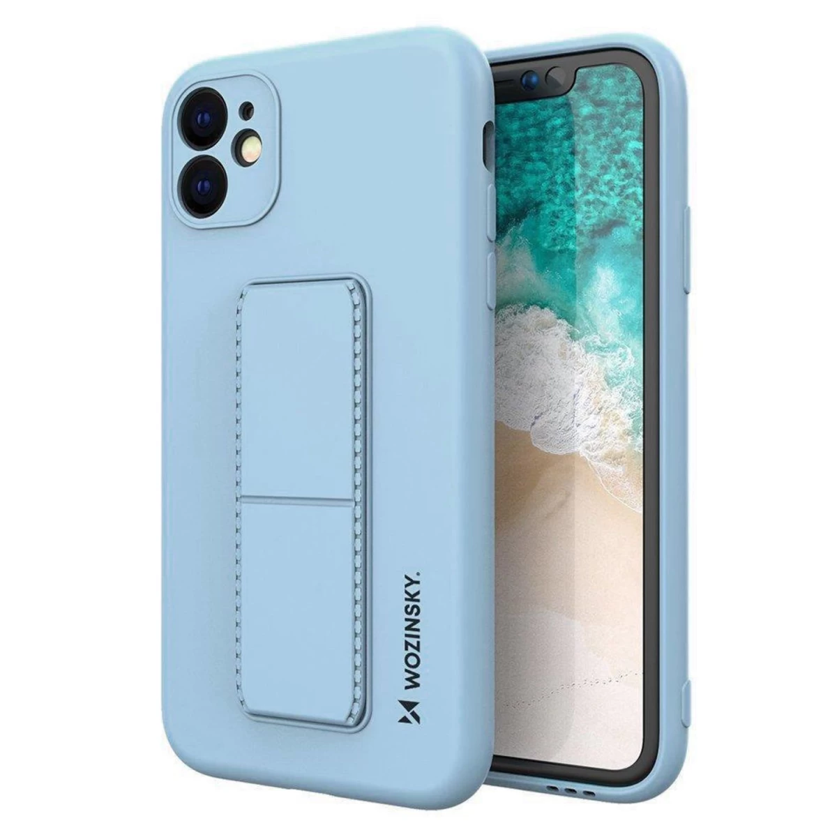 Wozinsky Kickstand Case Silikoninis Dėklas Su Stovu Iphone 12 Pro Max šviesiai Mėlynas