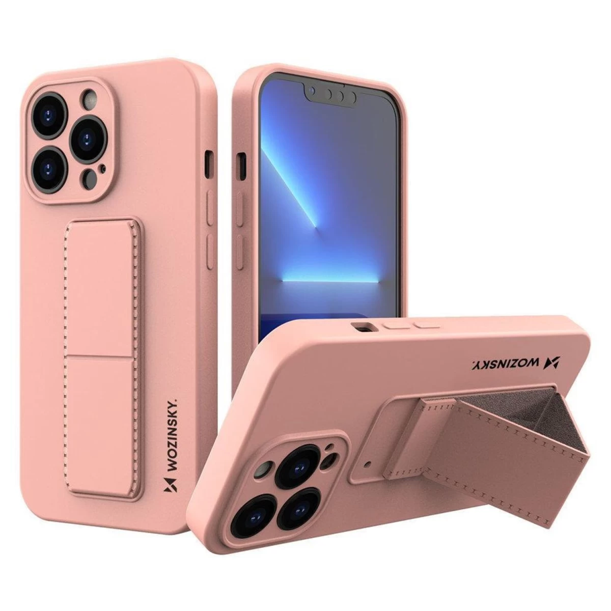 Wozinsky Kickstand Case Silikoninis Dėklas Su Stovu Iphone 13 Pro Max Rožinis