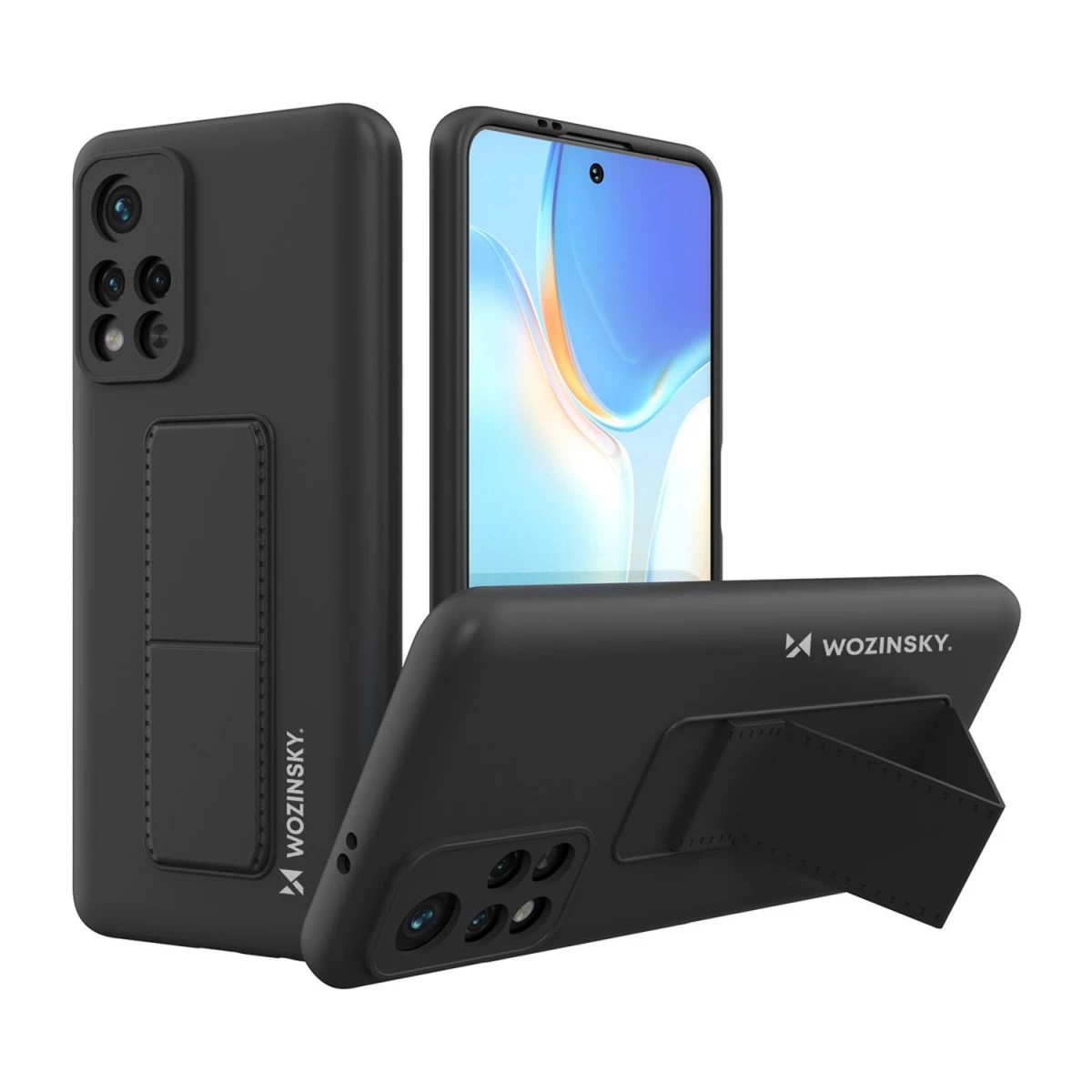 Wozinsky Kickstand Case Silikoninis Dėklas Su Stovu, Skirtas Xiaomi Redmi 10 Black