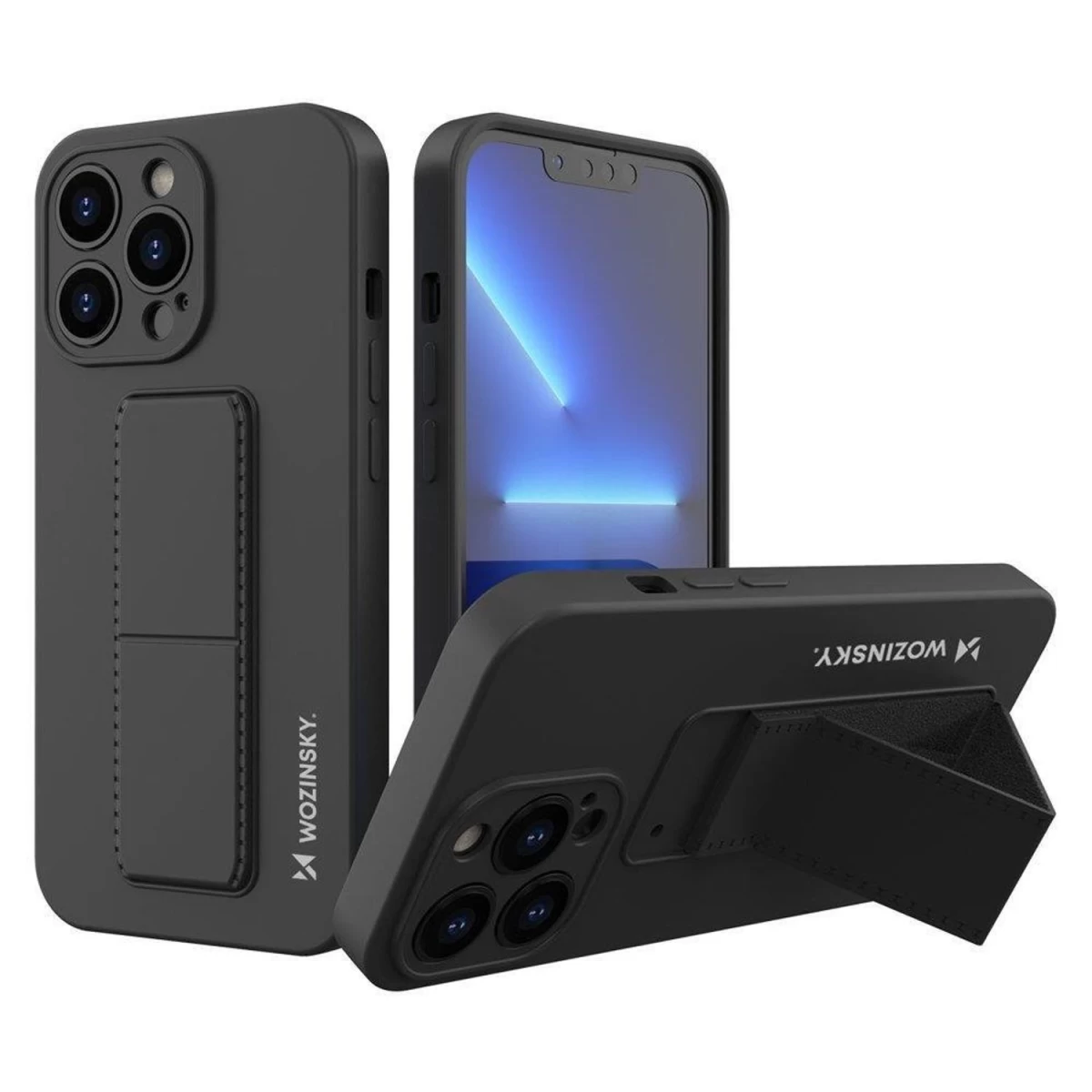Wozinsky Kickstand Silikoninis Dėklas Iphone 13 Mini Juodas
