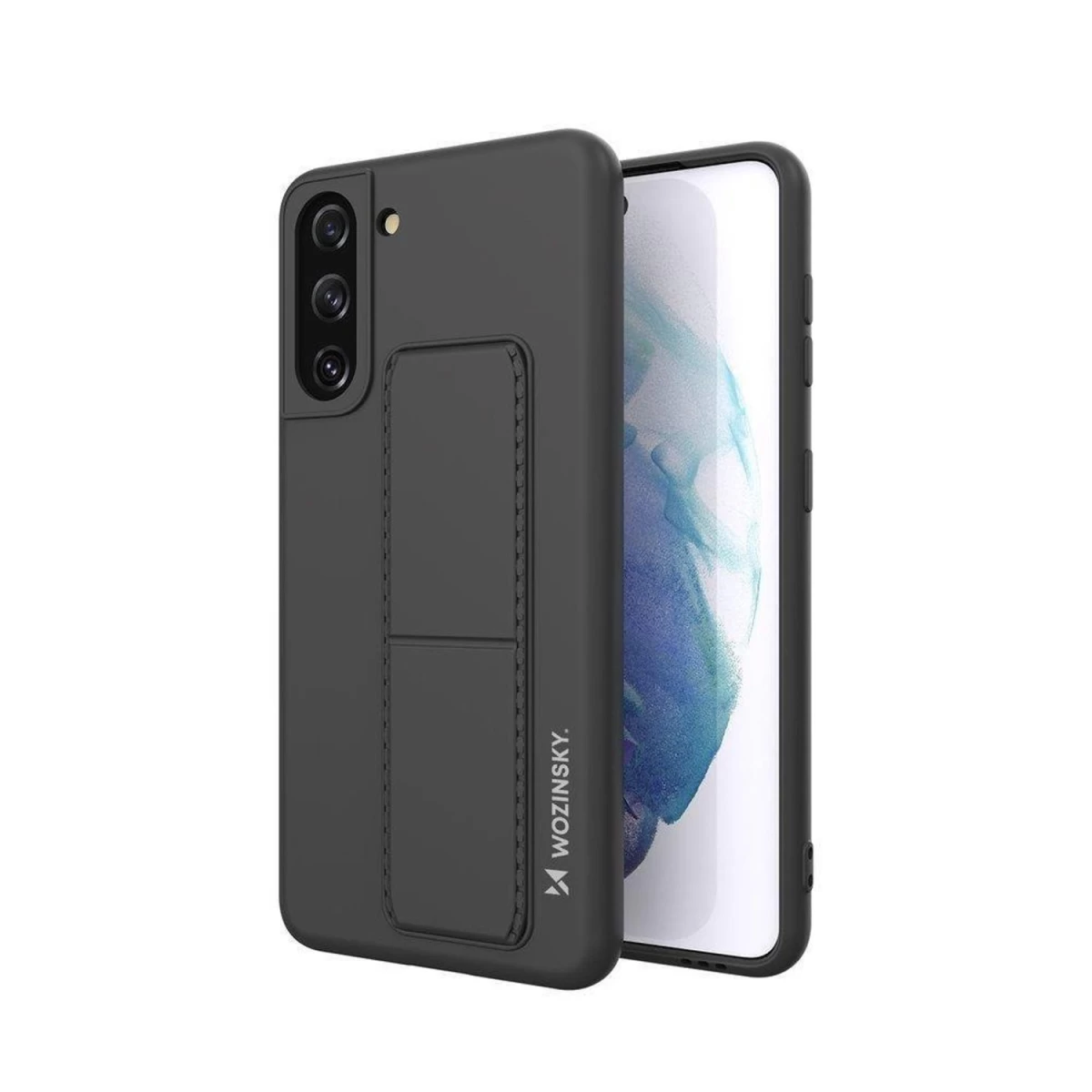 Wozinsky Kickstand Silikoninis Dėklas Samsung Galaxy S21+ 5g Juodas