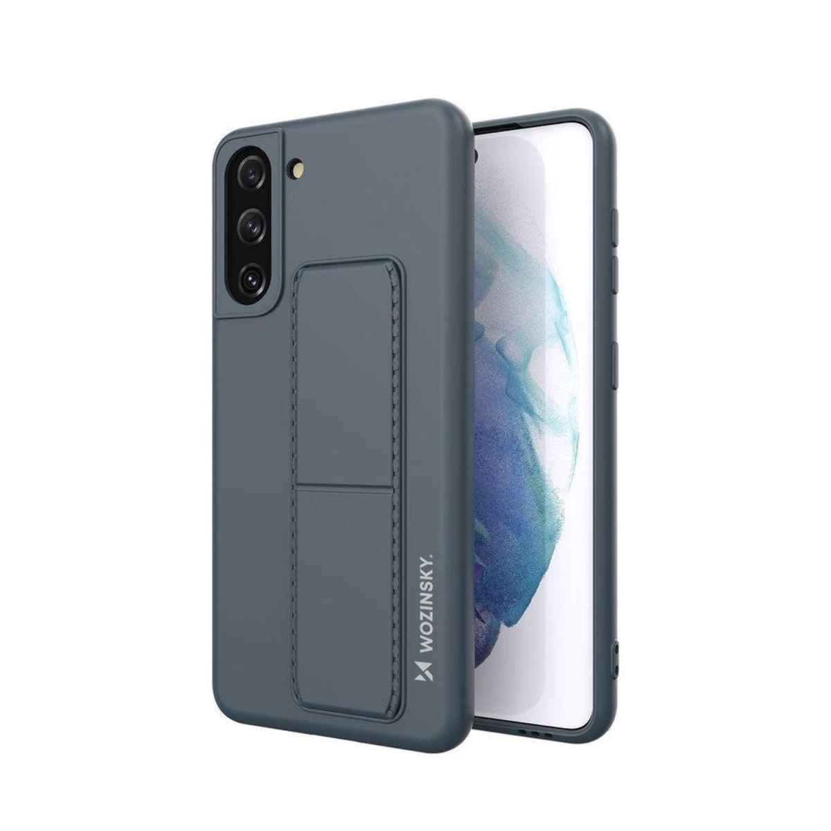 Wozinsky Kickstand Silikoninis Dėklas Samsung Galaxy S21+ 5g Tamsiai Mėlynas