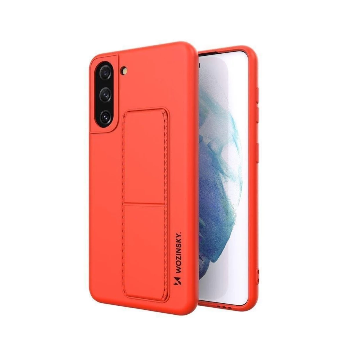 Wozinsky Kickstand Silikoninis Dėklas Su Stovu Samsung Galaxy S21+ 5g Raudonos Spalvos