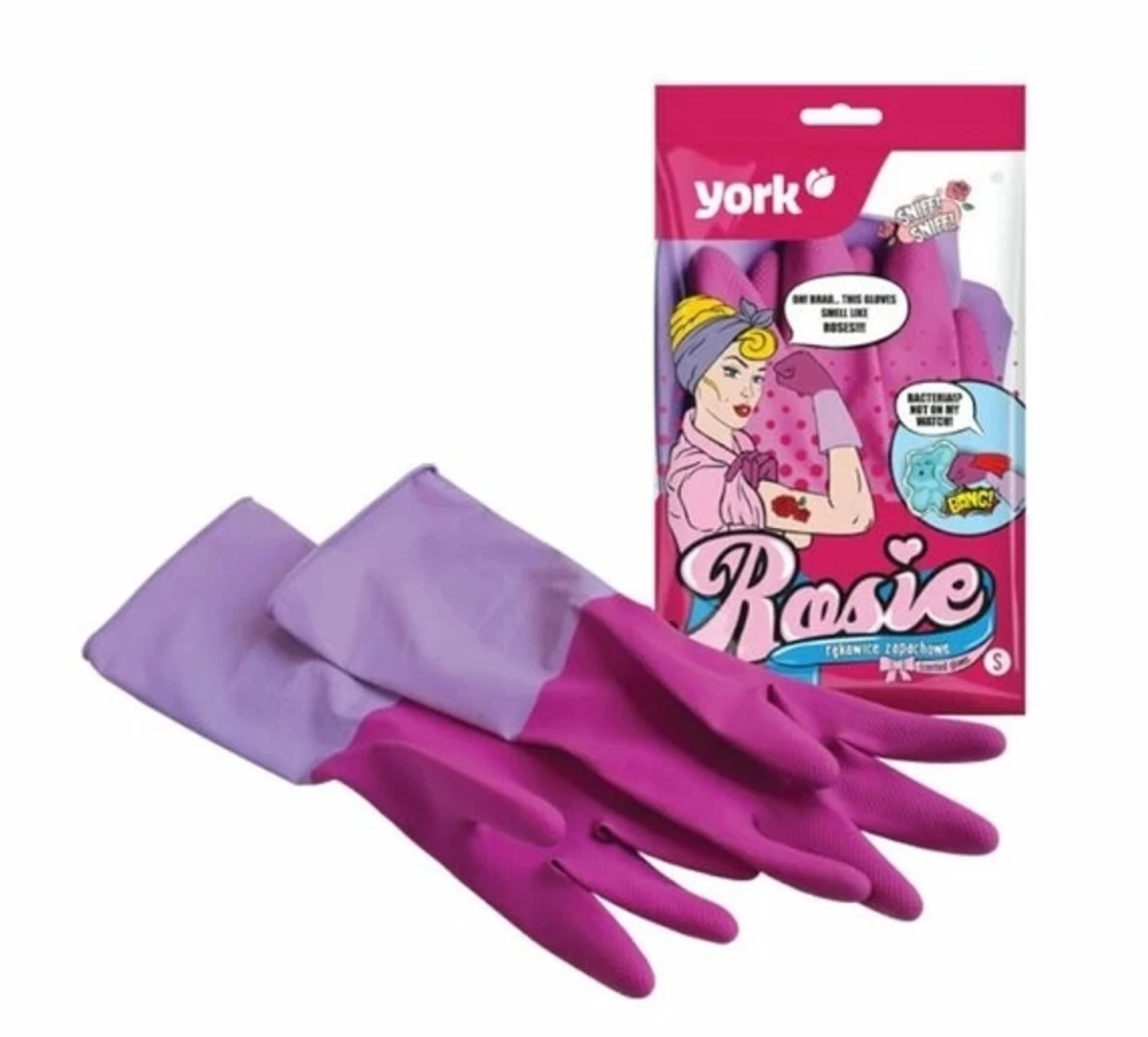 York, Rosie Kvapiosios Guminės Pirštinės, L Dydis, 1 Pora.
